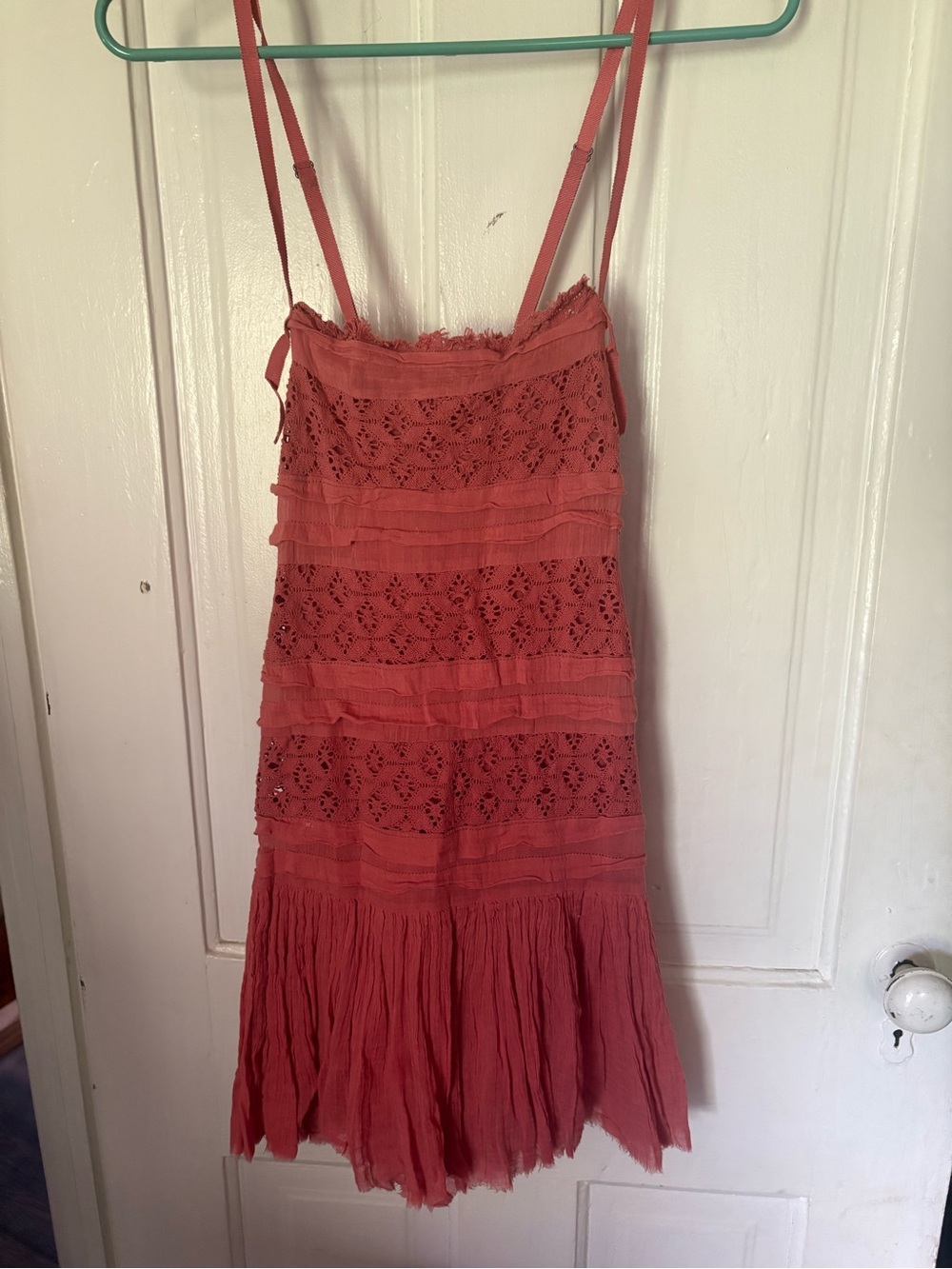Free people women’s  Coral Lace Tiered Sundress Strappy Summer Dress size small